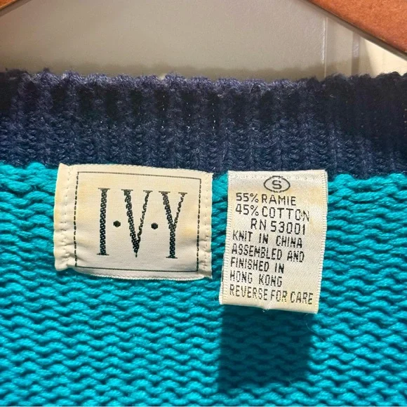 Vtg IVY Floral Abstract Granny Chic Cottagecore Colorful Pullover Sweater Small - Picture 3 of 5